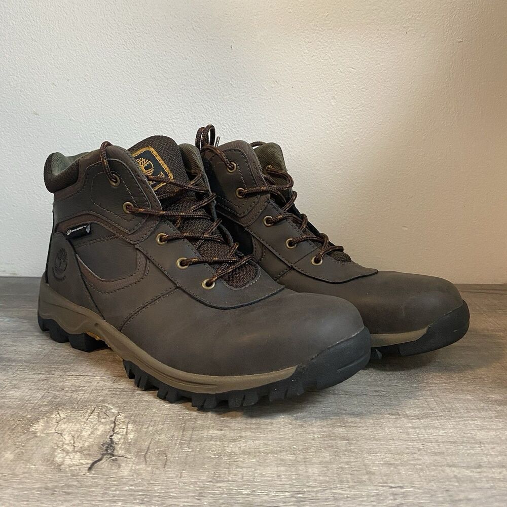 Timberland Boys Lace Up Brown Leather Hiking Boots A14IB Size 7